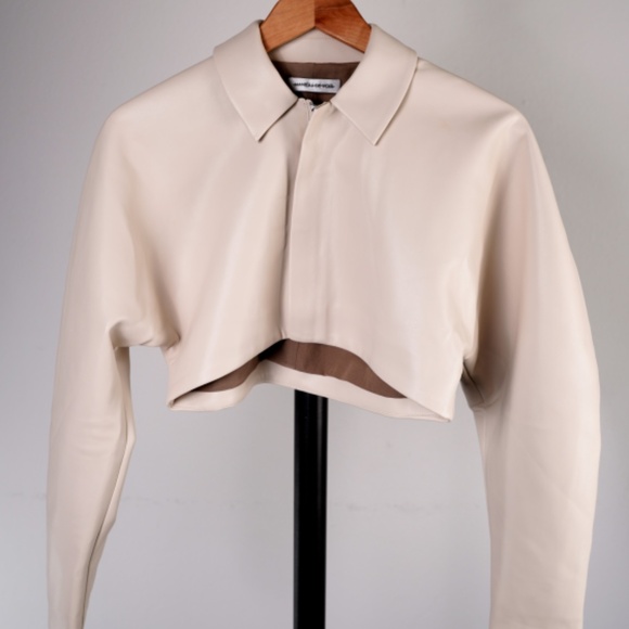 Manière De Voir Cream Faux Leather Cropped Jacket (NWT) - Picture 1 of 7